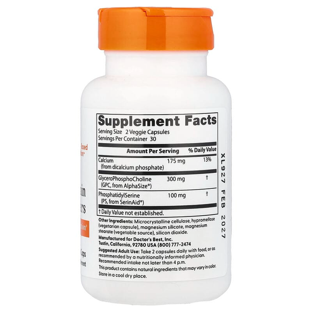 Підсилювачі когнітивних функцій Doctor's Best "Natural Brain Enhancers wtih AlphaSize and SerinAid" (60 вегетаріанських капсул) - зображення 2