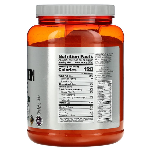 Ізолят сироваткового протеїну NOW Foods Sports "Whey Protein Isolate" смак голландського шоколаду (816 г) - зображення 2