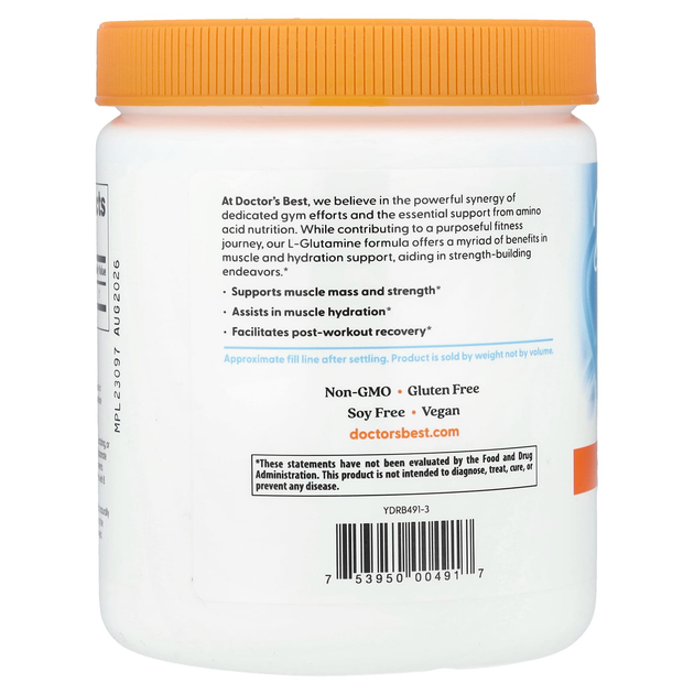 L-Глютамин в порошке Doctor's Best "Pure L-Glutamine Powder" 5000 мг (300 г) - изображение 3