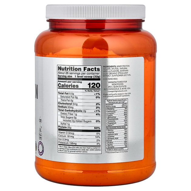 Изолят сывороточного протеина NOW Foods Sports "Whey Protein Isolate" со вкусом ванили (816 г) - изображение 2