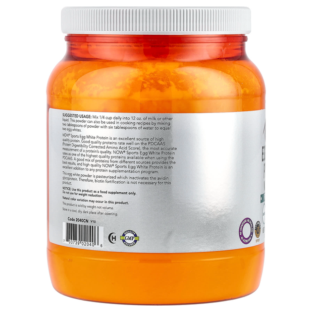 Протеин из яичного белка NOW Foods, Sports "Egg White Protein Powder with BCAAs" белок с разветвленной цепью БЦАА, без вкуса и добавок, в порошке (544 г / 1,2 фунта) - изображение 3
