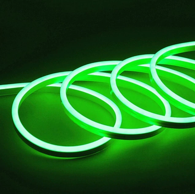 LED NEON стрічка 5м зелена 0764 12В силіконова неонова стрічка IP65 гнучка вологозахищена підсвітка для вивісок фасаду інтер'єру рекламна контурна підсвітка з блоком живлення - изображение 2