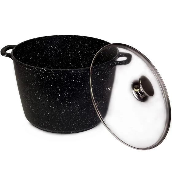 Каструля литий алюміній глибока 10л 28*20см скляна кришка а/п Black marble 4408 KAMILLE - Фото 3 Каструля литий алюміній глибока 10л 28*20см скляна кришка а/п Black marble 4408 KAMILLE - зображення 3