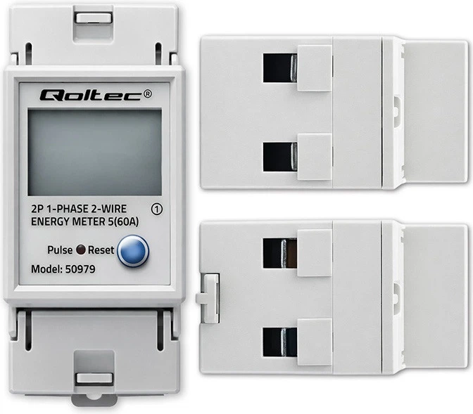 Miernik zużycia energii elektrycznej Qoltec jednofazowy z resetem 400 V 100 A LED na szynę DIN (5901878509792) - obraz 5
