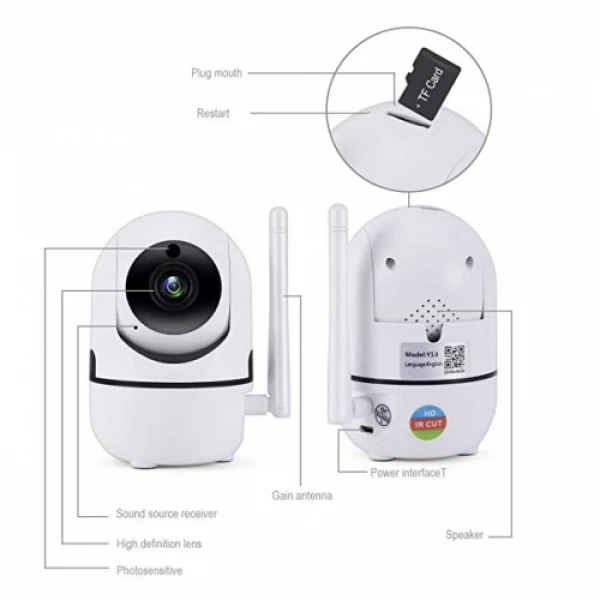 Камера IP Y13G поворотна 1МП розпізнавання облич WiFi microSD - Фото 3 Камера IP Y13G поворотна 1МП розпізнавання облич WiFi microSD - зображення 3