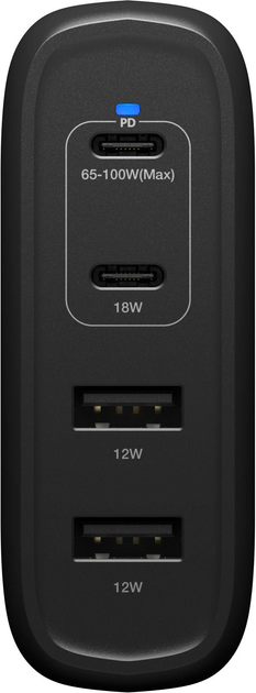 Ładowarka ścienna Otterbox 2x USB-C 2x USB-A 100 W, Black (840304749652) - obraz 2