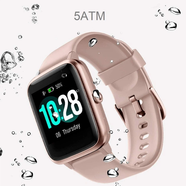 Умные часы Ulefone Watch розовое 50-дневное время работы от батареи, водонепроницаемые 5ATM, смарт-часы с 1,3-дюймовыми HD - изображение 4