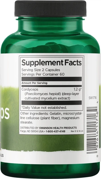 Дієтична добавка Swanson Cordyceps 600 мг 120 капсул (087614117164) - зображення 2