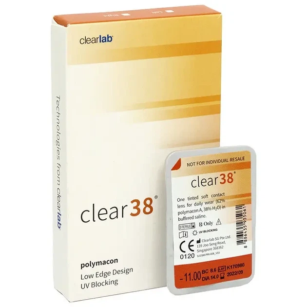 Контактні лінзи Clear 38 уп-ка 6 шт. діоптрія -3.25 - Фото 1 Контактні лінзи Clear 38 уп-ка 6 шт. діоптрія -3.25 - зображення 1