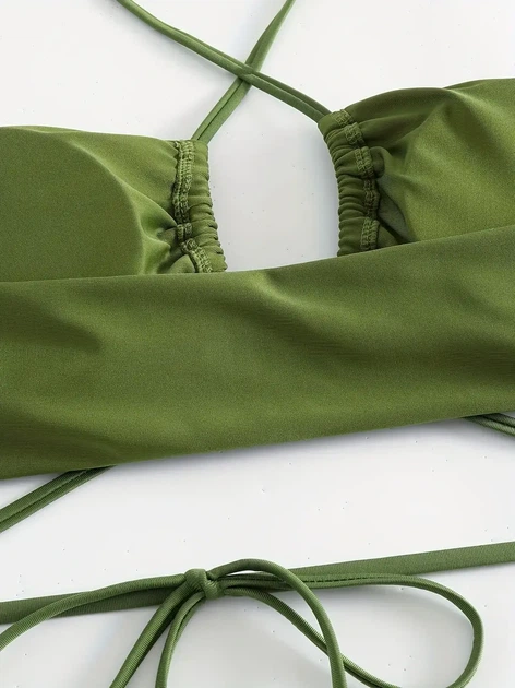 Комплект женский купальник + парео размер S (Green) - изображение 3