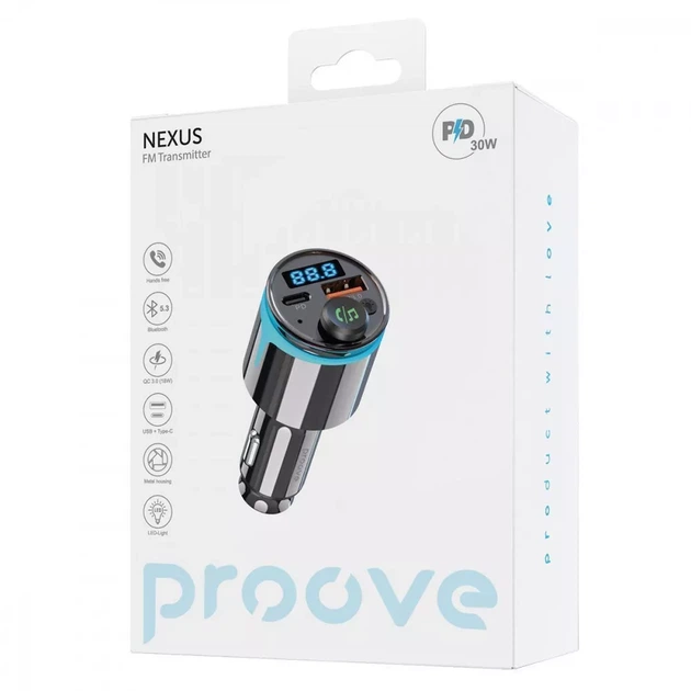 ФМ модулятор Proove FM Launcher Nexus 30W (PD+QC3.0) Type-C+USB - Фото 7 ФМ модулятор Proove FM Launcher Nexus 30W (PD+QC3.0) Type-C+USB - изображение 7