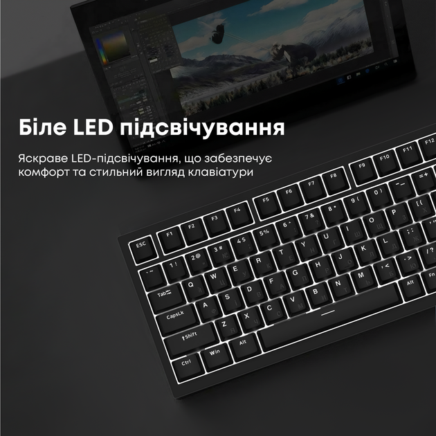 Клавиатура проводная Ajazz AK820 Red Switch USB-C Black (AK820-R-B) - Фото 14 Клавиатура проводная Ajazz AK820 Red Switch USB-C Black (AK820-R-B) - изображение 14