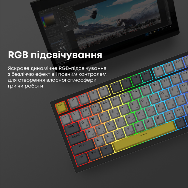 Дротова механічна клавіатура Ajazz AK820 Sea Salt Switch Black (AK820-SS-BGY) - зображення 14