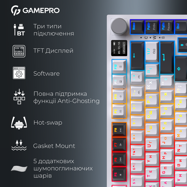 Клавиатура беспроводная GamePro Asgard Valhalla Pro QLAB Sakura