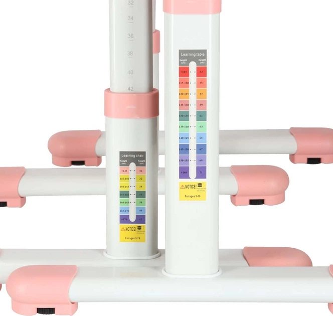 Biurko dziecięce Ikonka z regulowanym krzesłem i lampą LED USB różowe (5903039768550) - obraz 4