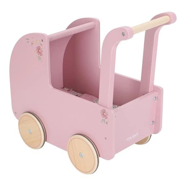 Drewniany wózek dla lalek Little Dutch z pościelą FSC (LD2519) (8713291225190) - obraz 2