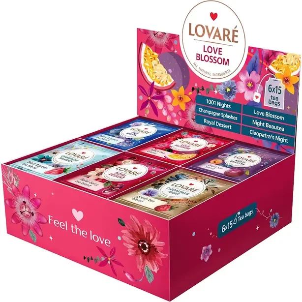 Чай в пакетиках Lovare Love Blossom асорті 90 шт. х 2 г 6 смаків х 15 шт (784929) - Фото 3 Чай в пакетиках Lovare Love Blossom асорті 90 шт. х 2 г 6 смаків х 15 шт (784929) - изображение 3
