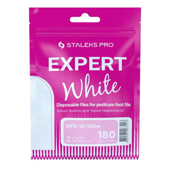 Сменные файлы белые для терки педикюрной 180 грит STALEKS PRO EXPERT 10 30 шт DFE-10-180w - изображение 3