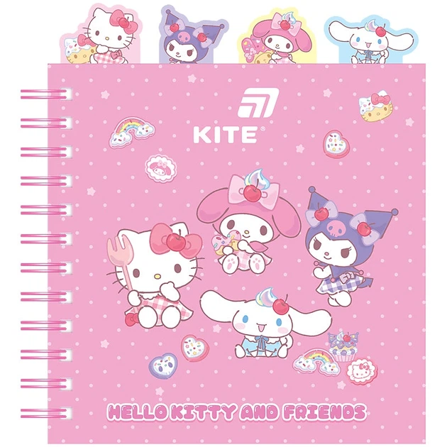 Блокнот з розділювачами на спіралі Hello Kitty HK26-278, 80 аркушів, клітинка, пластикова обкладинка - Фото 1 Блокнот з розділювачами на спіралі Hello Kitty HK26-278, 80 аркушів, клітинка, пластикова обкладинка - изображение 1