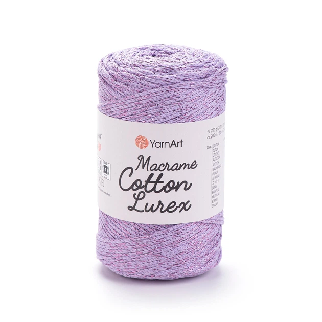Шнур плетений з люрексом YarnArt macrame cotton Lurex 2мм бузок (№734) - изображение 2