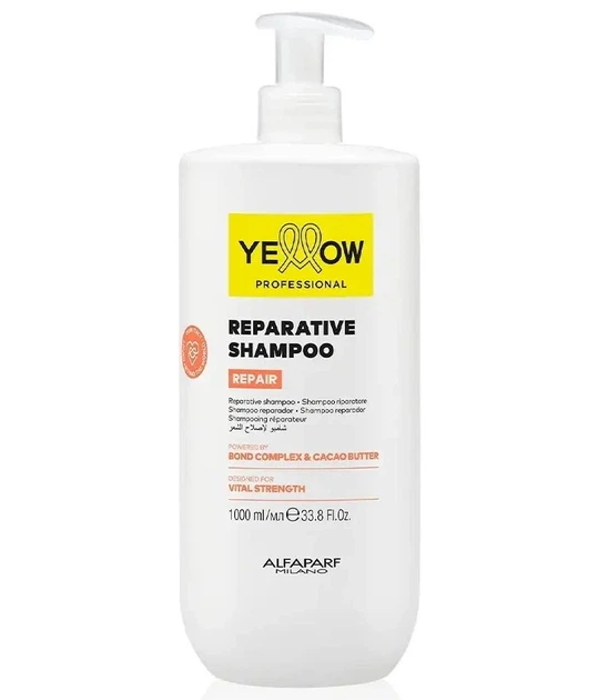 Відновлюючий шампунь для пошкодженого волосся Yellow Bond Complex & Cacao Butter Reparative Shampoo 1000 мл - Фото 1 Відновлюючий шампунь для пошкодженого волосся Yellow Bond Complex & Cacao Butter Reparative Shampoo 1000 мл - зображення 1
