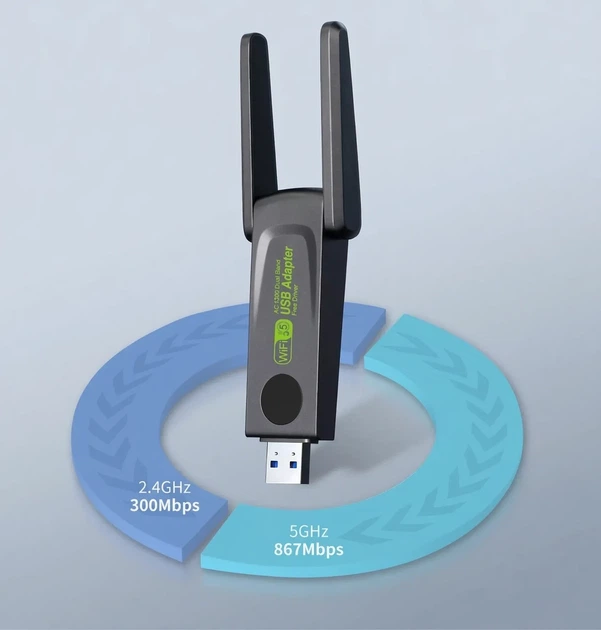 USB WiFi адаптер AC 1300 Broadcom дводіапазонний 2.4/5ГГц USB 3.0 - зображення 7