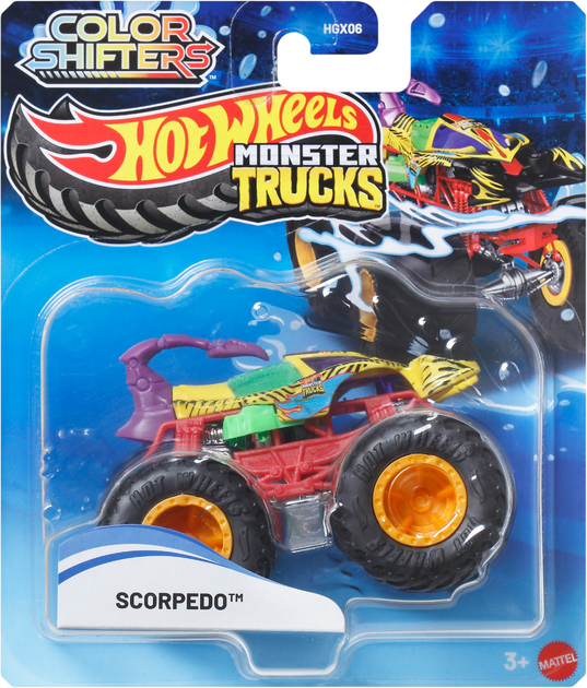 Машинка-внедорожник Hot Wheels Изменяй цвет серии Monster Trucks в ассортименте (HGX06) - Фото 4 Машинка-внедорожник Hot Wheels Изменяй цвет серии Monster Trucks в ассортименте (HGX06) - изображение 4