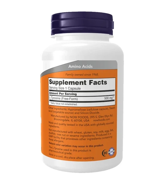 Тирозин Now Foods (L-Tyrosine) 500 мг 120 капсул - изображение 5