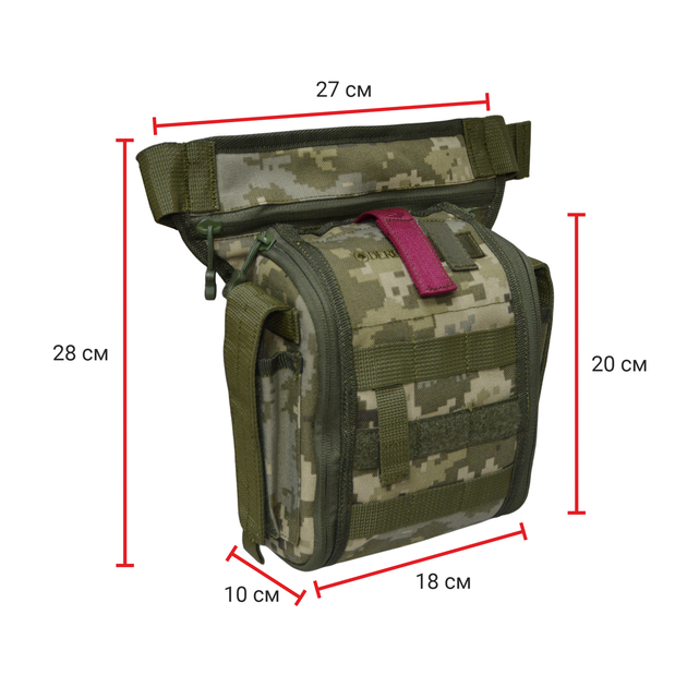 Тактичний стегновий підсумок-аптечка з системою швидкого відкриття Cordura 1000d DERBY Thigh IFAK піксель - зображення 2