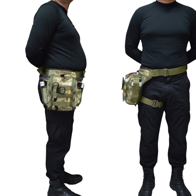 Тактичний стегновий підсумок-аптечка з системою швидкого відкриття Cordura 1000d DERBY Thigh IFAK піксель - зображення 3