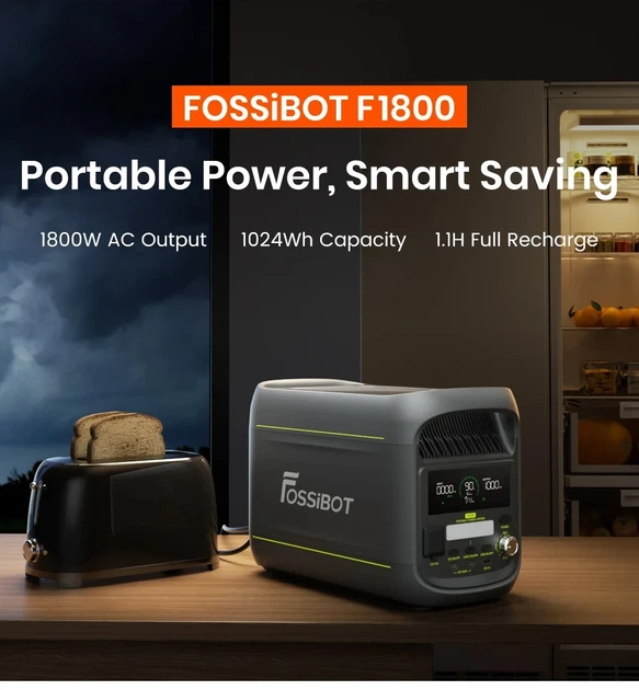 Зарядна станція Fossibot F1800 1800W 1024Wh LiFePO4 - Фото 4 Зарядна станція Fossibot F1800 1800W 1024Wh LiFePO4 - зображення 4