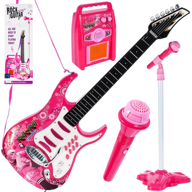 Gitara dziecięca z wzmacniaczem MalPlay Różowa 107282 (5901924217060) - obraz 2