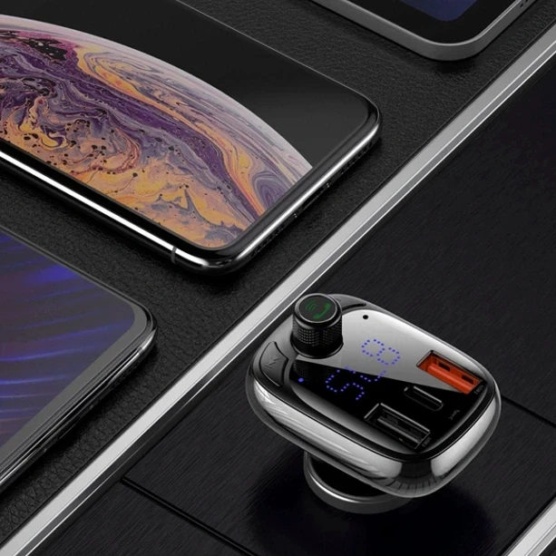 FM-трансмиттер Baseus T Shaped S-13 36Вт 12В-24В 3 порта USB Type-C черный для автомобиля и музыки - изображение 8