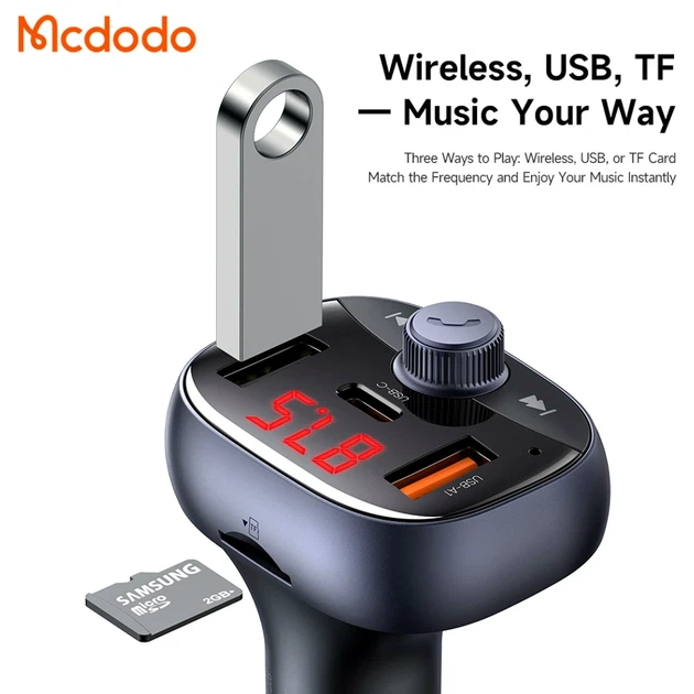 Автомобильный Bluetooth FM-трансмиттер McDodo CC-5950 72W USB-A + USB-C с дисплеем и быстрой зарядкой Black - Фото 6 Автомобильный Bluetooth FM-трансмиттер McDodo CC-5950 72W USB-A + USB-C с дисплеем и быстрой зарядкой Black - изображение 6