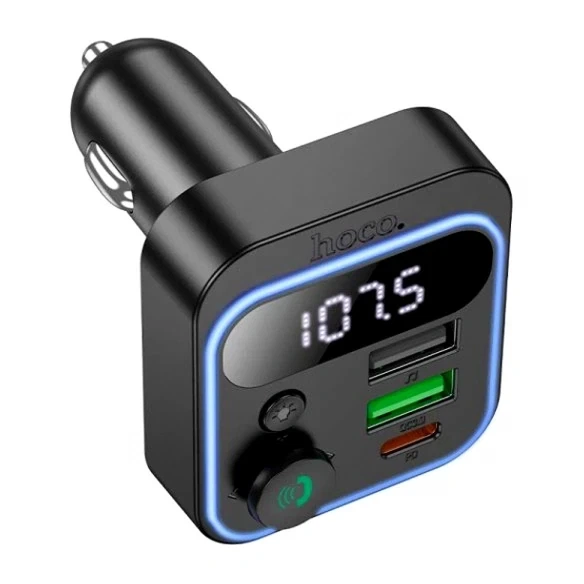 FM-трансмиттер Hoco E85 Tiger 20 Вт 3 порта USB Type-C и Type-A черный для автомобиля с функцией Bluetooth и зарядки - изображение 5