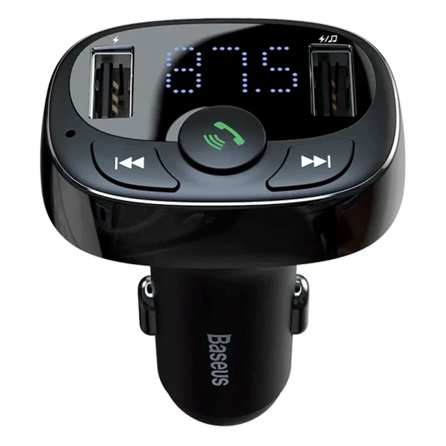 FM-трансмиттер Baseus T Shaped S-09A Bluetooth MP3 плеер 2 USB порта 5В 3.4А черный - изображение 3