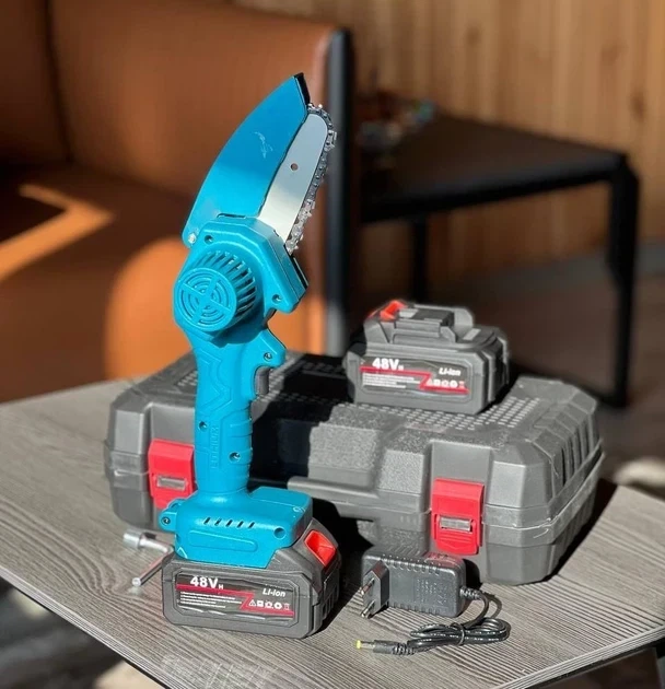 Акумуляторна ланцюгова мініпила 48V у кейсі + 2 акумулятори 4" Mini Electric Chainsaw - зображення 4