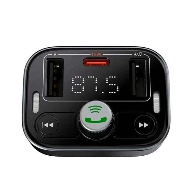 FM-трансмиттер Baseus S-09 Lite 2 порта 35 Вт черный для автомобиля с поддержкой быстрой зарядки USB Type-A и Type-C - изображение 4