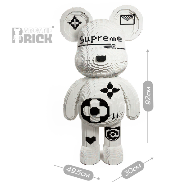 Supreme конструктор 3д для дорослих і дітей ArcaneBrick "White" 92 см супрем збірний ведмідь конструктор magic blocks супрім - зображення 5