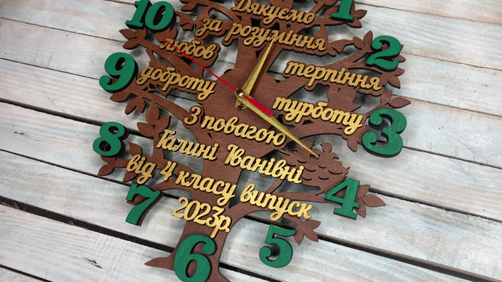 Годинник настінний подарунок вчителю, подарунок для вчителя, годинник з побажаннями HWD-A0584 - изображение 3