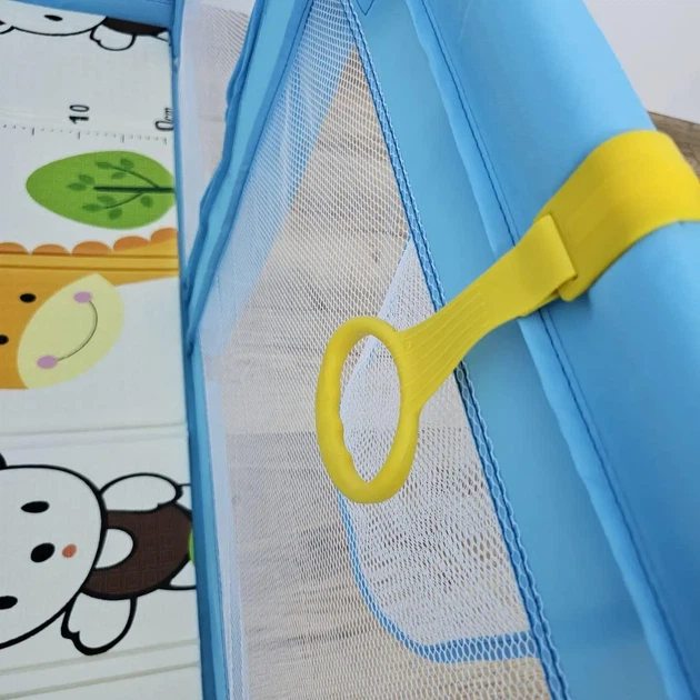 Детский раскладной манеж Avko 120x120см Blue с ковриком и шариками - изображение 4
