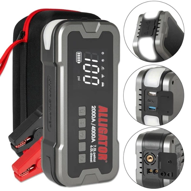 Пусковий пристрій для авто Alligator 12В 2000-4000A з Power Bank 24000mAh та компресором 10Атм (JS850) - зображення 2