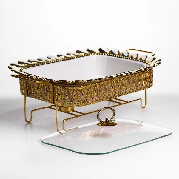 Мармитница фарфоровая Tiffany 2 л квадратная на металлической подставке 38х30х7 см SX42-3 - Фото 5 Мармитница фарфоровая Tiffany 2 л квадратная на металлической подставке 38х30х7 см SX42-3 - изображение 5
