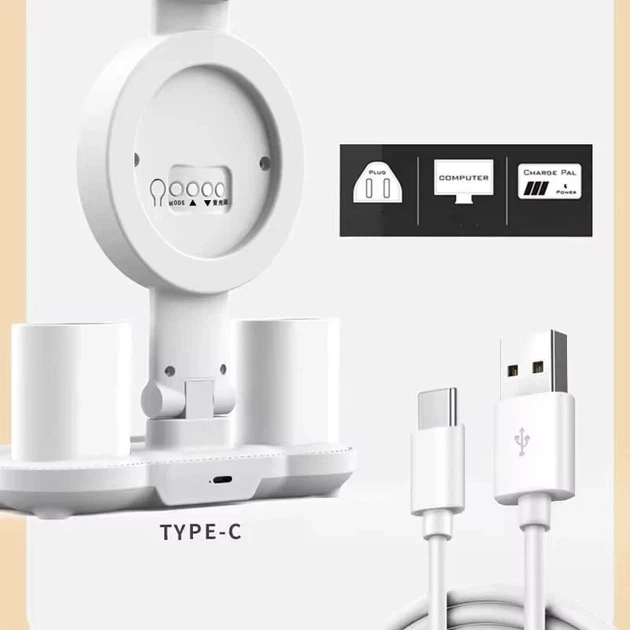 Настільна LED-лампа з вентилятором, годинником і термометром KRX-104 — 4 в 1 для навчання та роботи біла - зображення 4