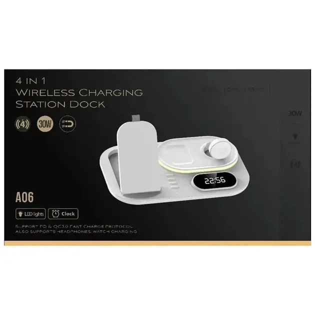 Безпровідна зарядка 4 в 1 Apple Watch iPhone AirPods, Бездротова Док-станція, Нічник Бездротовий зарядний пристрій Apple Watch - Фото 5 Безпровідна зарядка 4 в 1 Apple Watch iPhone AirPods, Бездротова Док-станція, Нічник Бездротовий зарядний пристрій Apple Watch - зображення 5