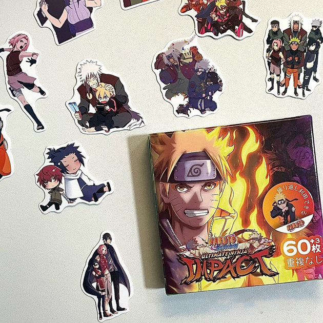 Набор наклеек NARUTO стикеры наклейки 60 шт Наруто - Фото 2 Набор наклеек NARUTO стикеры наклейки 60 шт Наруто - изображение 2