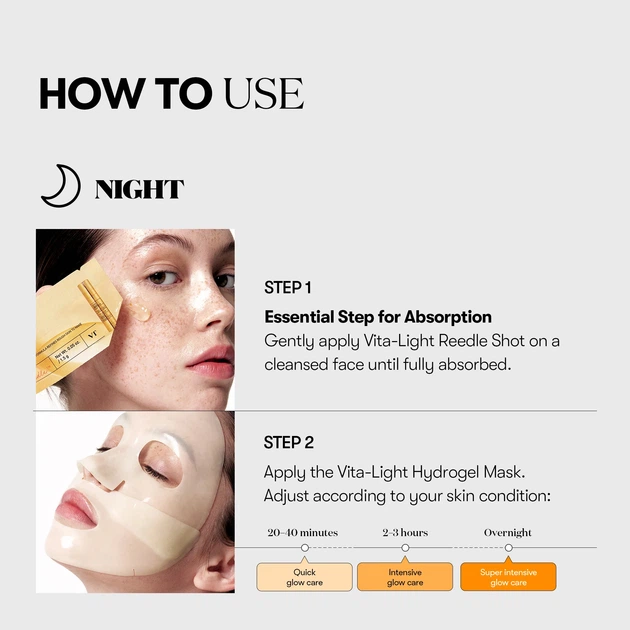 Освітлювальна маска гідрогелева з мікроголками VT Cosmetics Vita-Light Reedle Shot 100 2Step Hydrogel Mask - зображення 2