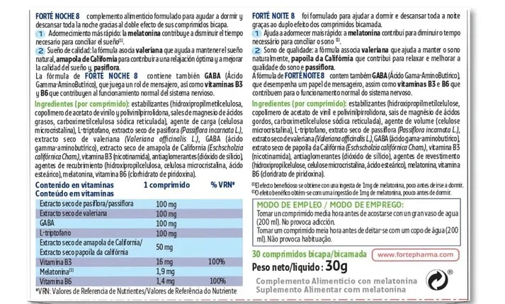 Suplement diety Forte Pharma Laboratoires Forte Noche 8 60 tabletek (8470002110182) - Zdjęcie 2 Suplement diety Forte Pharma Laboratoires Forte Noche 8 60 tabletek (8470002110182) - obraz 2