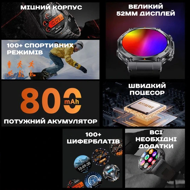 Розумний смарт годинник Smart Mevaden Ultra Rubber, 2 ремінці - изображение 5