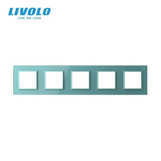 Рамка 5-постова LIVOLO, загартоване скло, зелена, 365×80 мм (C7-SR/SR/SR/SR/SR-18) - зображення 2